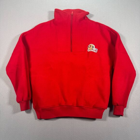 Vintage San Francisco 49ers Fleece Jacket Adult Large‎ Red Chalk Line NFL 90's - Picture 1 of 10